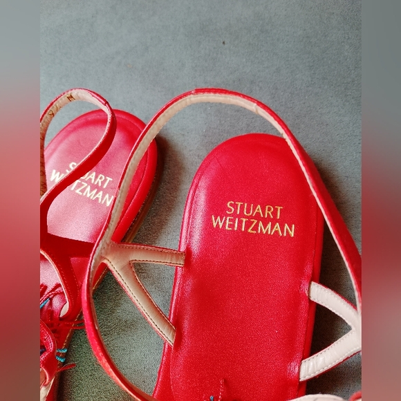 STUART WEIZTMAN Size 9.5 Vibrant Red Jabow Fringe Tassel Thong Sandals - Picture 7 of 16